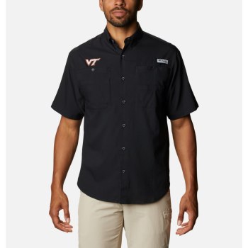 Columbia Muške Košulje - Collegiate PFG Tamiami Short Sleeve - Virginia Tech Crne | EBNL-78510